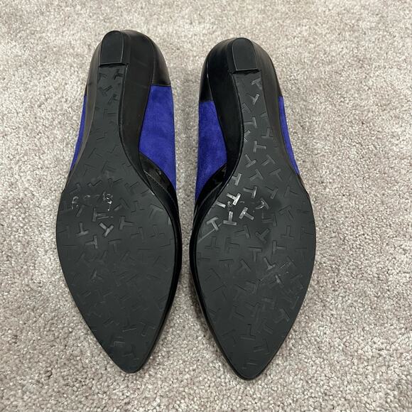 Tahari Women's Mini Wedge Heels Blue Suede Black Leather Shoe Size 8M - Picture 8 of 8